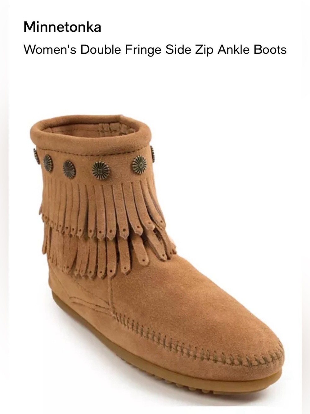 Minnetonka Women's Double Fringe Side Zip Ankle Boots